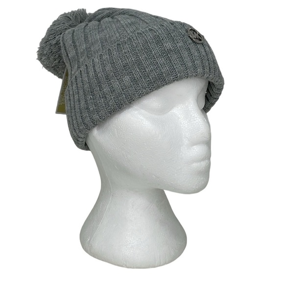 Michael Michael Kors Beanie NWT Grey Knit Hat with Pompom Winter Snow - Picture 5 of 10